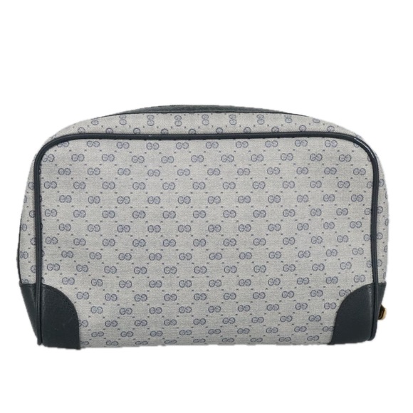 GUCCI Micro GG Supreme Clutch Bag PVC Navy Gold 014 89 0094 Auth 99300 - Picture 2 of 16